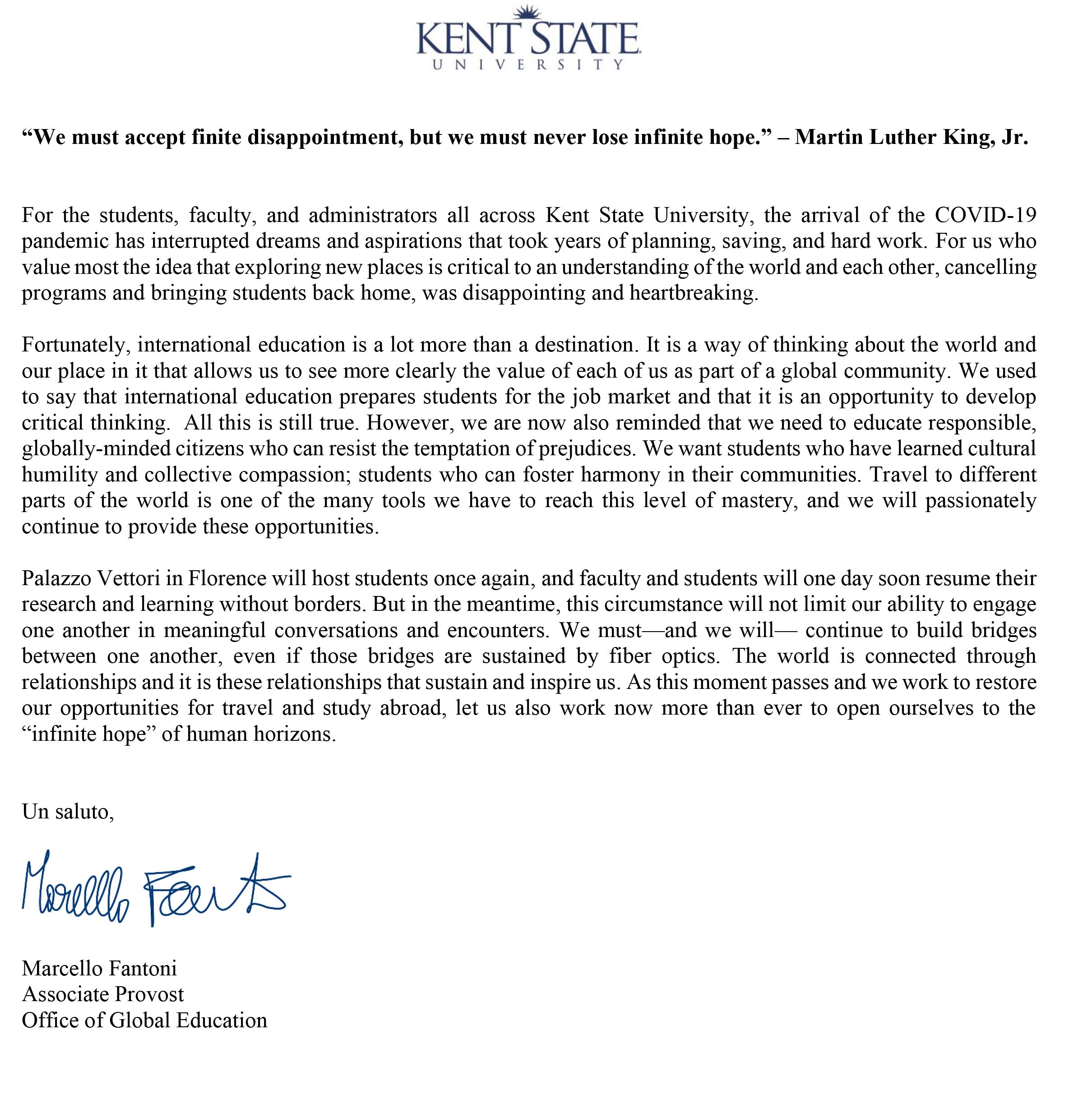 study abroad letter