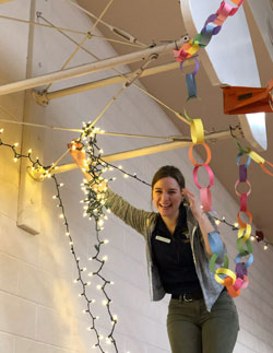 During one of her fieldwork experiences, Katelyn McKinney helped decorate the gym at the Lawrence County C.A.R.E.S. Center for a carnival she and fellow students hosted.