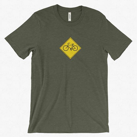 Pictured is one of Evan Laisure’s T-shirts for cyclists.