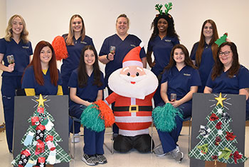 Showing off their sensory items are OTA students (first row, from left) Aurora Leguard, Mackenzie Sturgeon, Matisyn Joseph, Veronica Keenan and (second row, from left) Brenna Pawlowski, Sara Dalrymple, Heidi Herman, Bryna Jenkins, Arliegha Gaudio Showing off their sensory items are OTA students (first row, from left) Aurora Leguard, Mackenzie Sturgeon, Matisyn Joseph, Veronica Keenan and (second row, from left) Brenna Pawlowski, Sara Dalrymple, Heidi Herman, Bryna Jenkins, Arliegha Gaudio