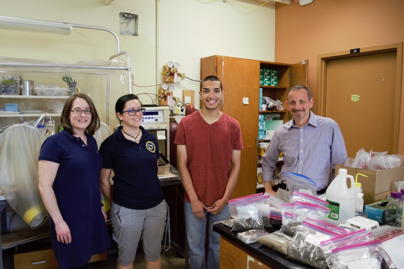 Drs. Bridget Mulvey (left) and David Singer (right) and KSU Department of Geology graduate students Lucy Dyer and Nicholas Santoro