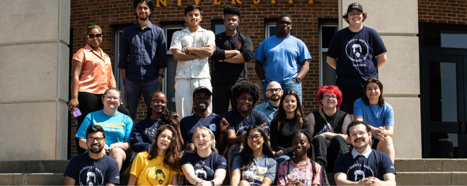 University Housing's Safety Assistants, a group of 20 individuals gathered on the steps of the MACC