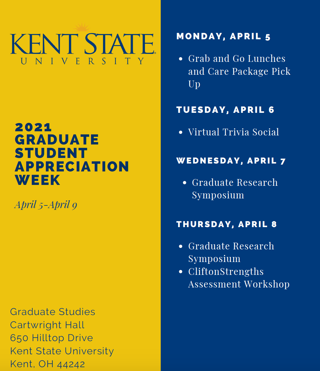2021 Graduate Student Appreciation Week Schedule