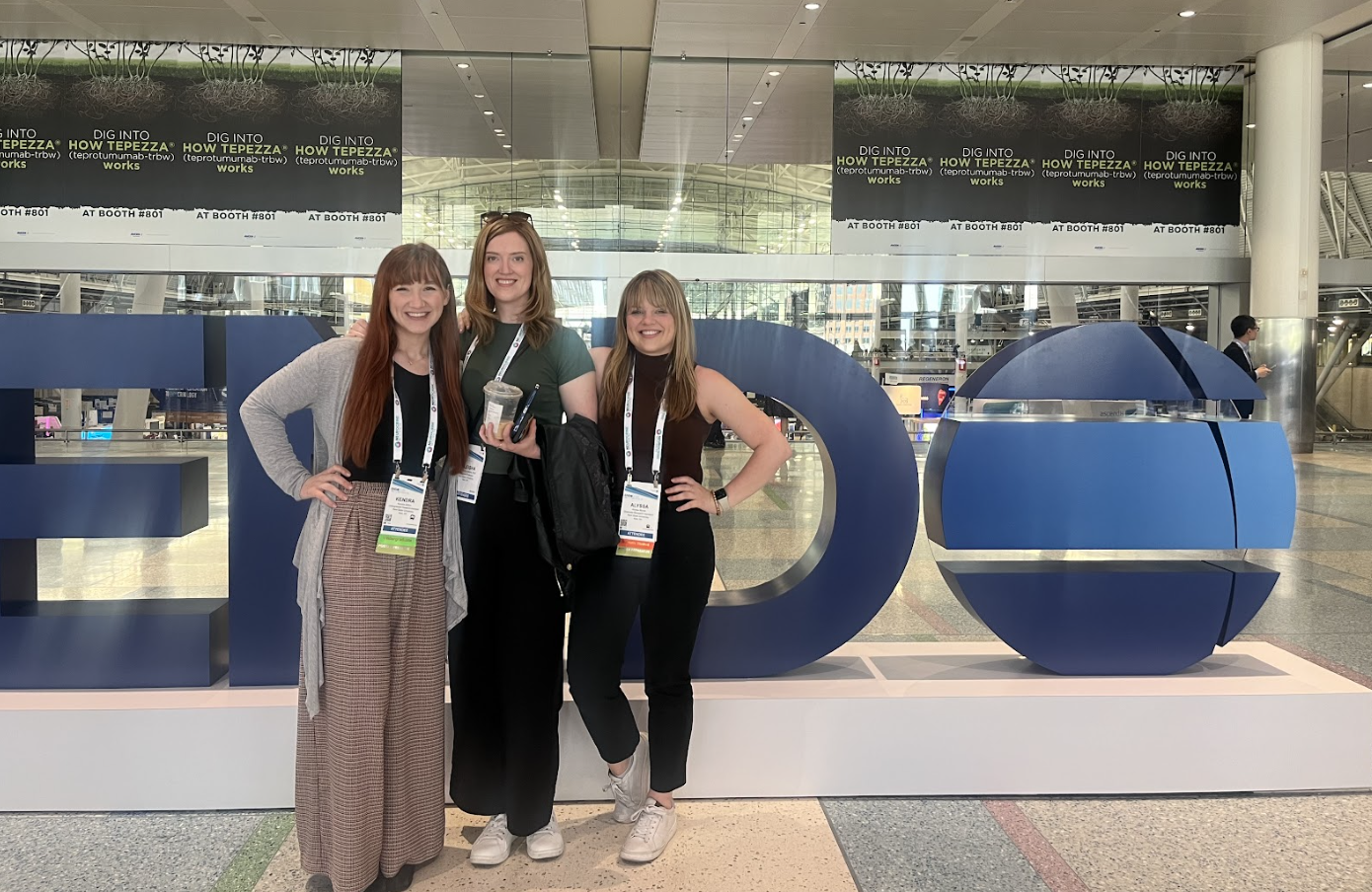 Honors student Kendra Dillon with lab instructor and fellow lab researcher at endocrinology conference in Boston.