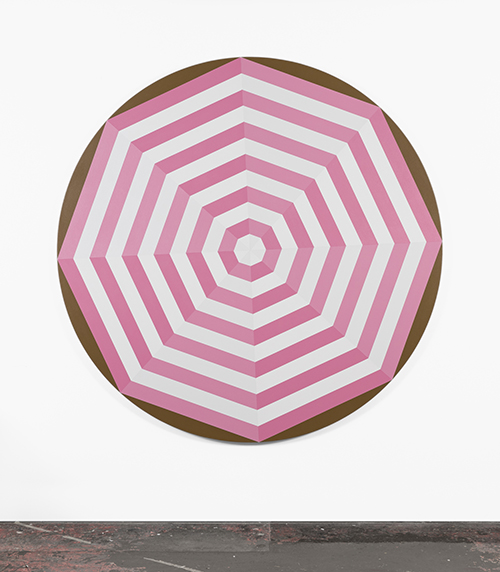 Painting by Shawn Powell - Beach Umbrella (Pink), 2021, acrylic on canvas 72-inch diameter.
