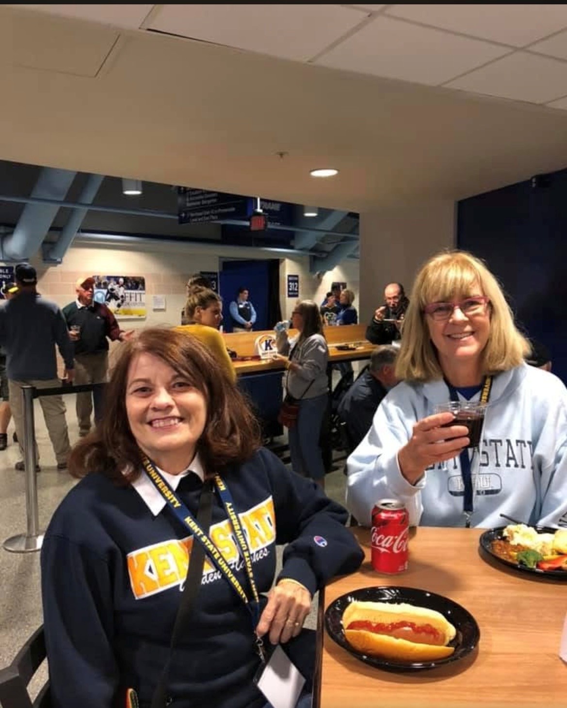 Susan Tuttle with friend at a Penguins game