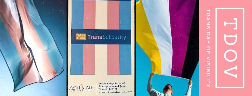 image of transgender flag, nonbinary flag and KSU LGBTQ Center Trans Solidarity certificate