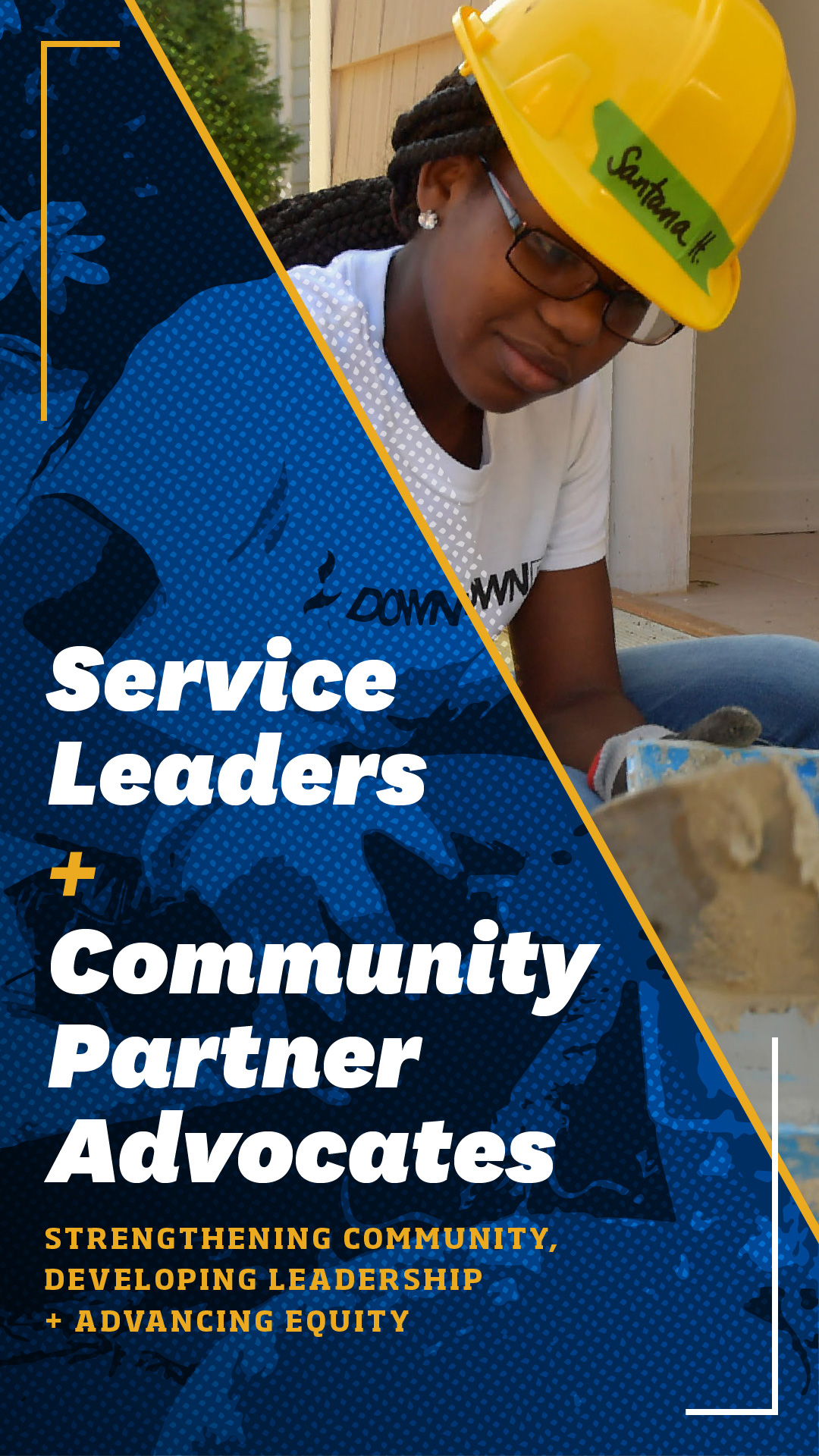 Banner image saying "Service Leaders & Community Partner Advocates. Strengthening Community, Developing Leadership, and Advancing Equity""