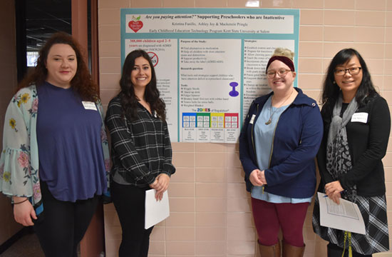 Students (from left) Mackenzie Pringle, Kristina Fusillo and Ashley Joy with Dr. Tsunghui Tu. Students (from left) Mackenzie Pringle, Kristina Fusillo and Ashley Joy with Dr. Tsunghui Tu.