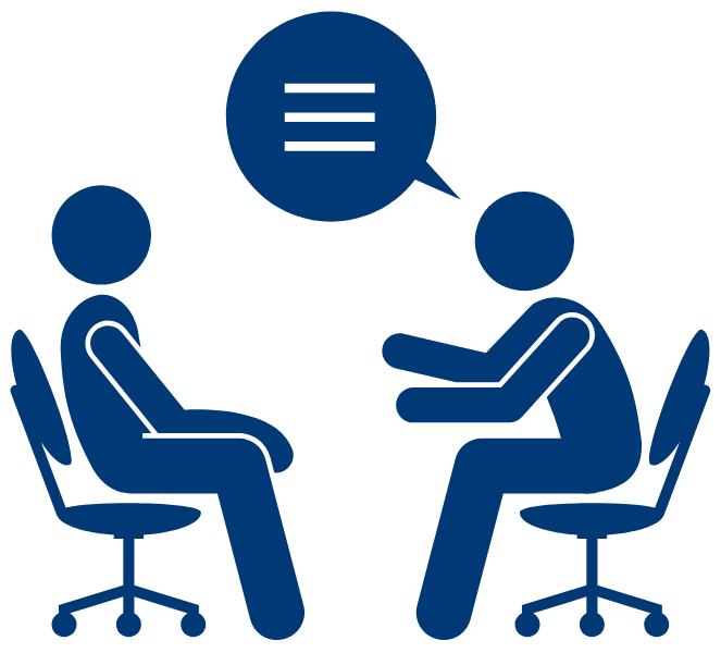 Graphic of two people talking