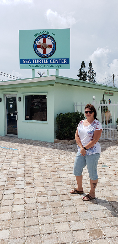 Heidi Covan, academic support assistant at the College of Podiatric Medicine, visited the Sea Turtle Center during her recent trip to the Florida Keys. Heidi Covan, academic support assistant at the College of Podiatric Medicine, visited the Sea Turtle Center during her recent trip to the Florida Keys.