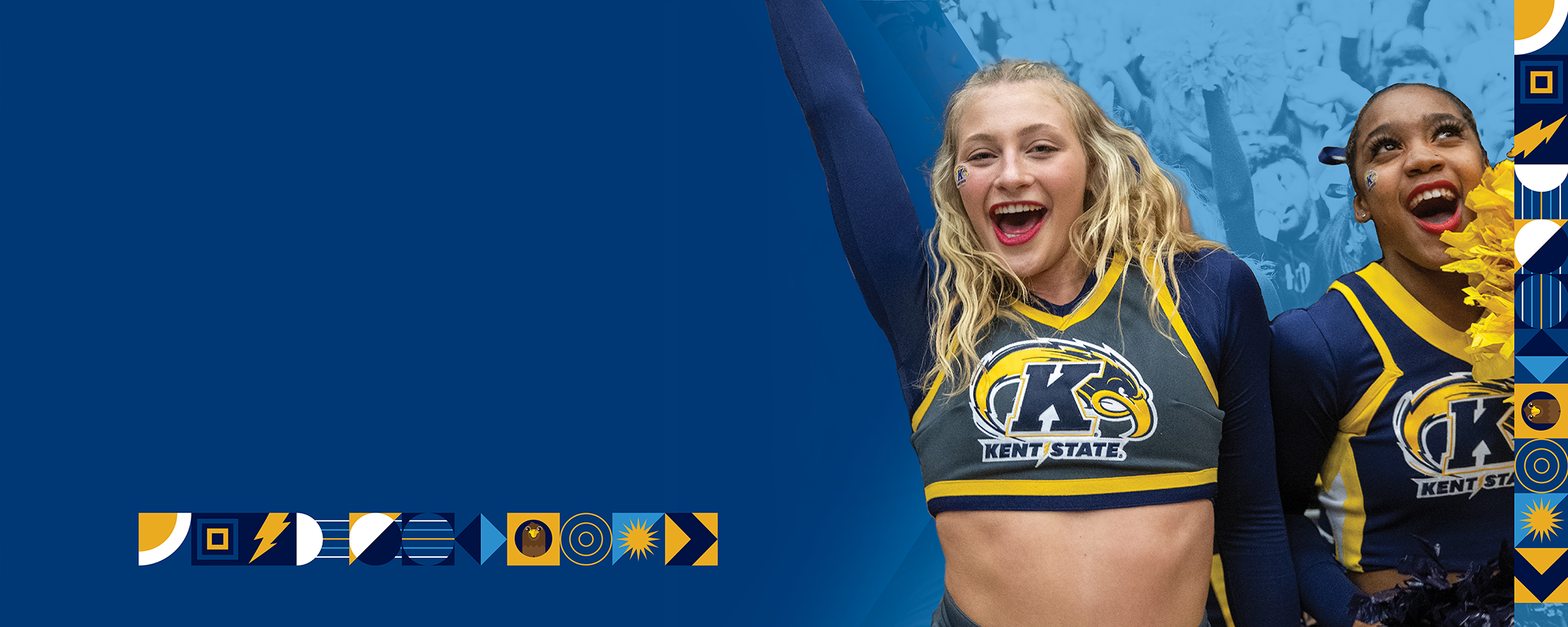 Kent Cheerleaders on a Blue Backdrop