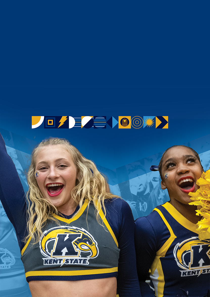 Kent Cheerleaders on a Blue Backdrop