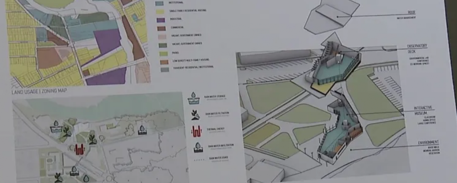 Plans from College of Architecture and Environmental Design students for redevelopment in the city of Warren.