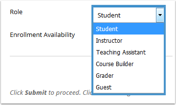 Course role menu