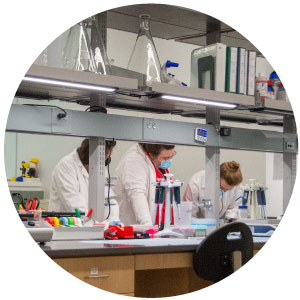 Photo of the brain health research lab with researchers