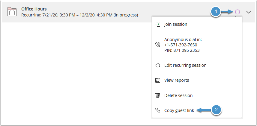 Collaborate Ultra copy guest link