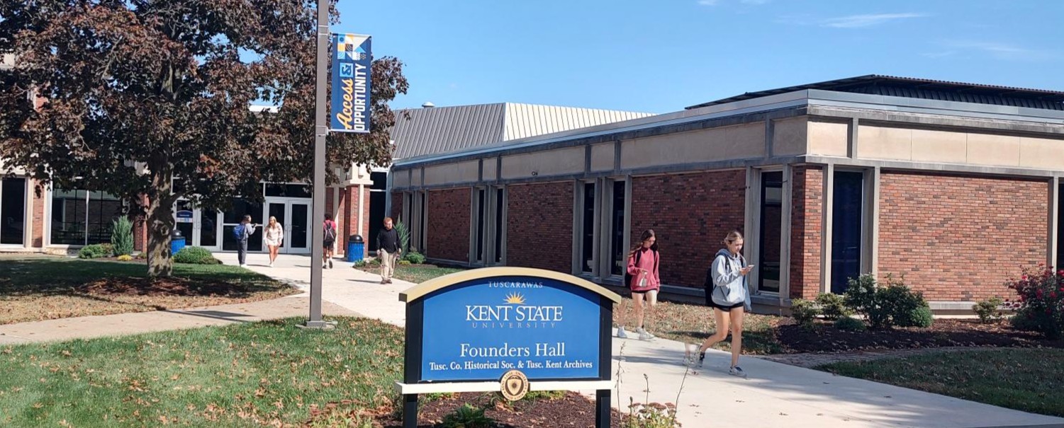 campus in fall with students