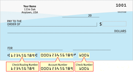 Check account and routing numbers