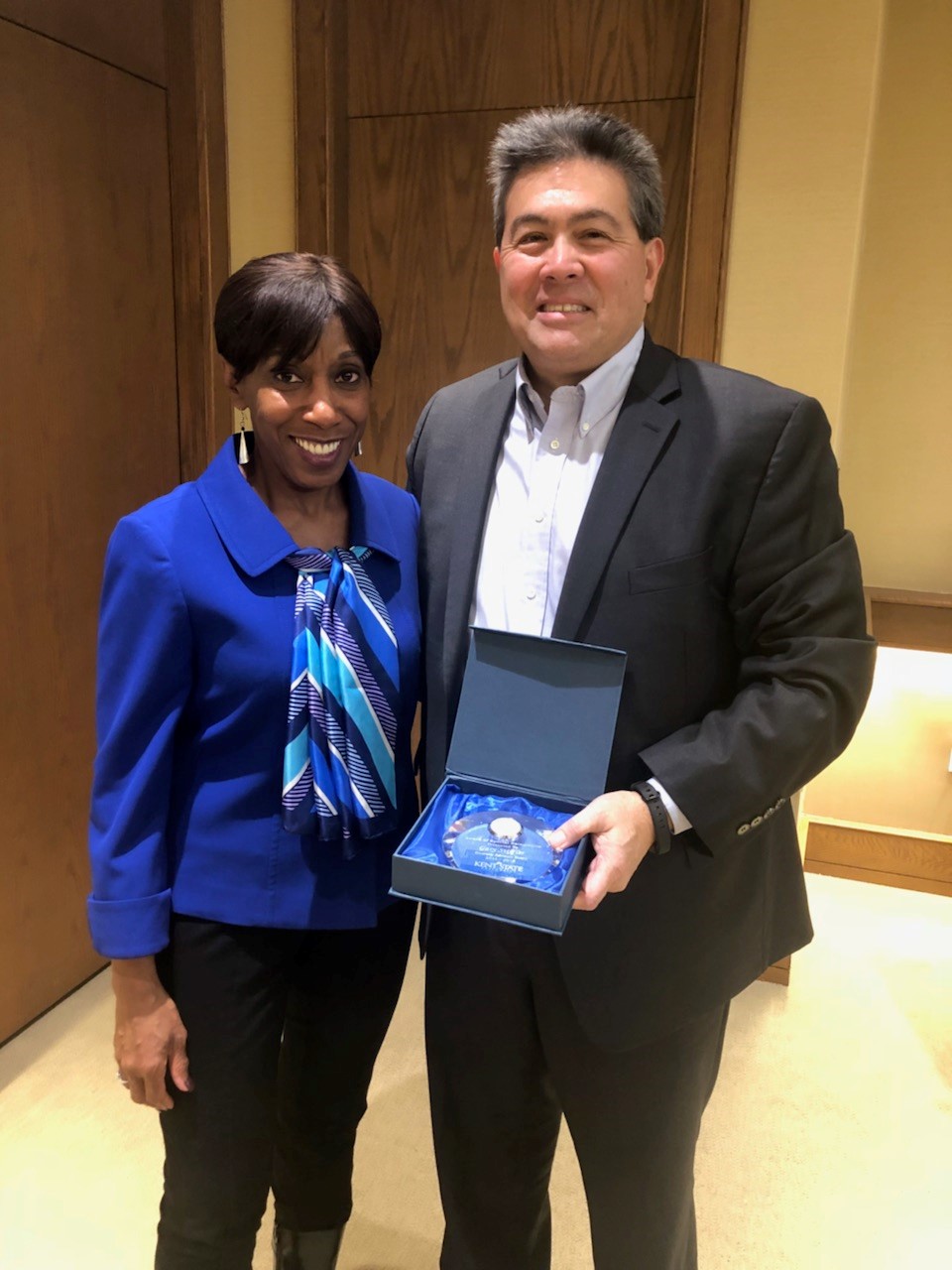 Alfreda Brown awards Gary Stiffler DAB Achievement Award