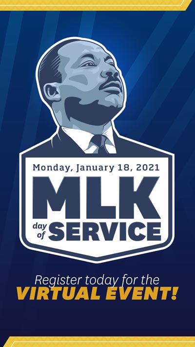 Social Media image graphic for Martin Luther King day of Service 2021