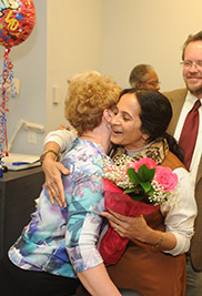 Uma Krishnan, associate lecturer of English at СƬƵ, expresses joy at being awarded a 2013 Outstanding Teaching Award.