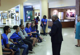 The Rev. Ron Fowler, special assistant to Kent State President Lester A. Lefton for community engagement, speaks to high school students at the Kent Student Center during the Healthcare in Progress workshop.