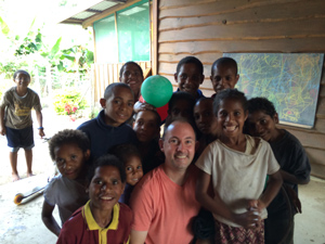 Hunsicker visiting children at the Goroka Baptist Bible College in Papua New Guinea