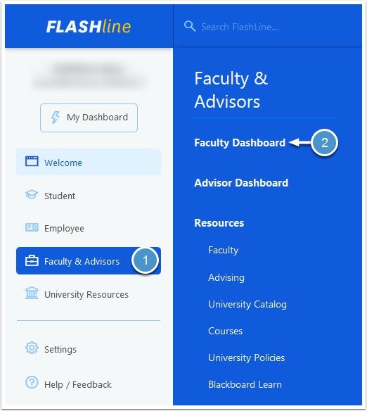 Faculty and Advisor tab