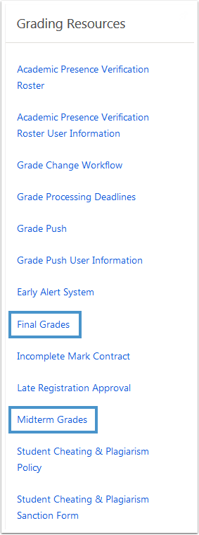 Midtern and Final Grade links