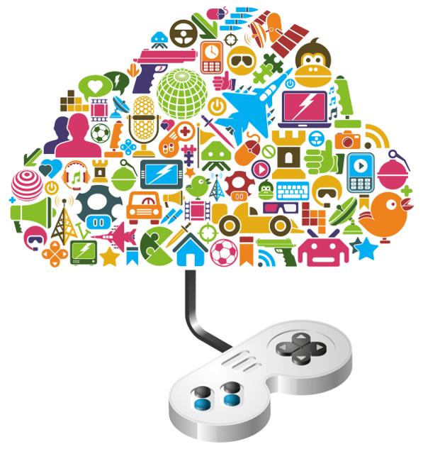 Cloud filled with game-themed designs