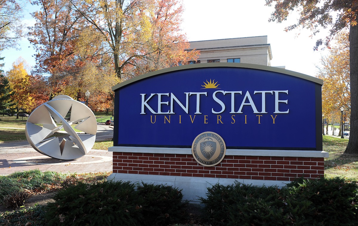 Kent State University sign on campus