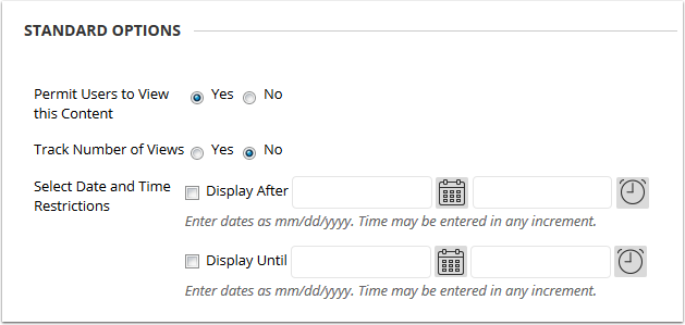 Standard options