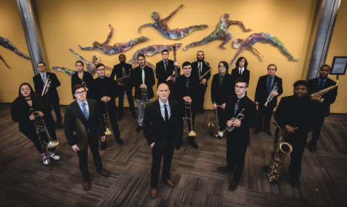 Photograph of the members of the Jazz Ensemble led by Ronell Regis
