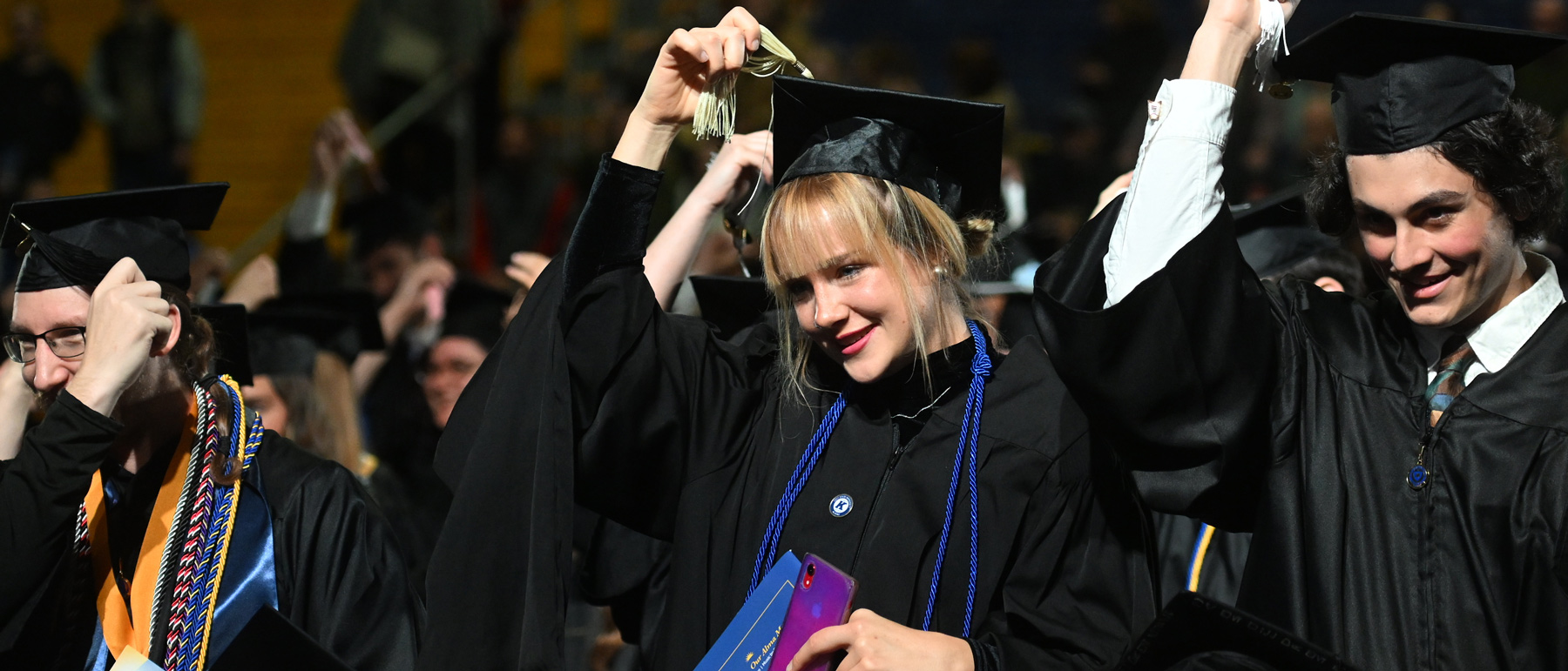 New Թ State graduates turn their tassels from the right side of their graduation cap to the left side.