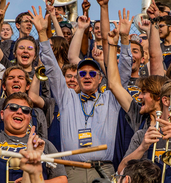 Kent State University President Todd Diacon with Marching Band