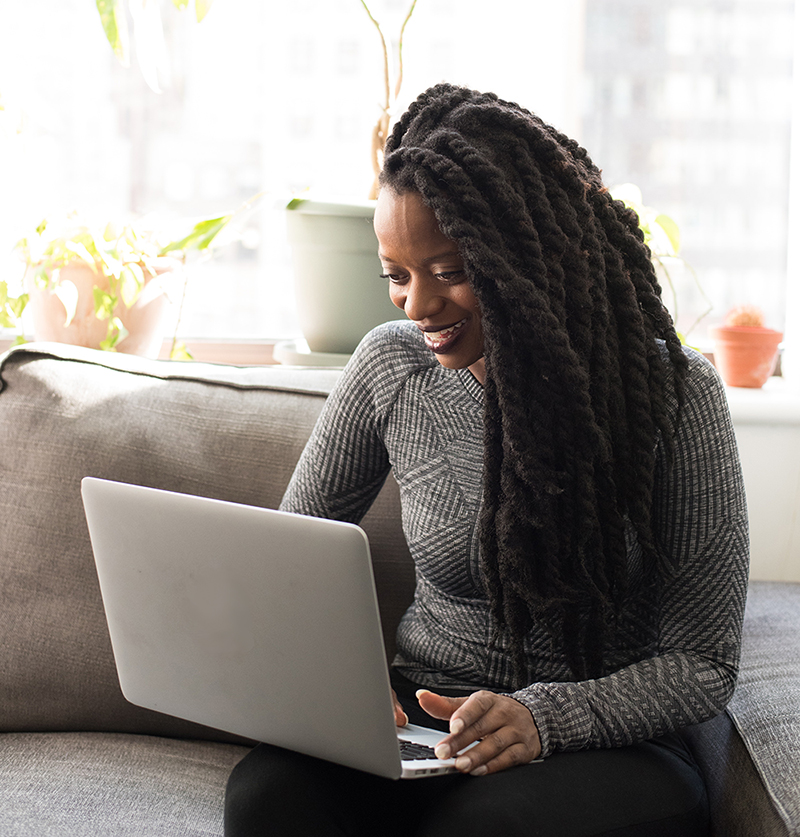 Woman working on laptop