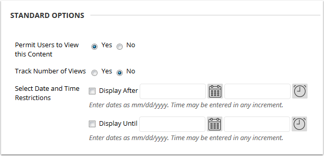 Standard options