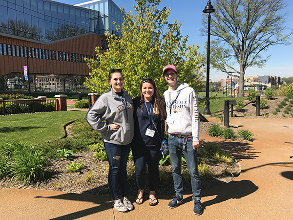 Middle school students visiting campus