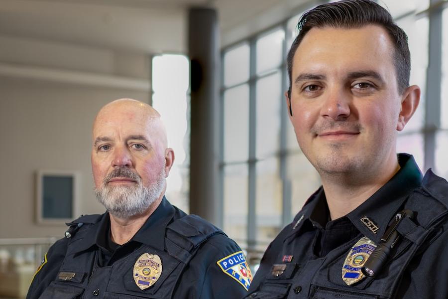 Rick Sprague and son Tristen Sprague, Kent State University police officers