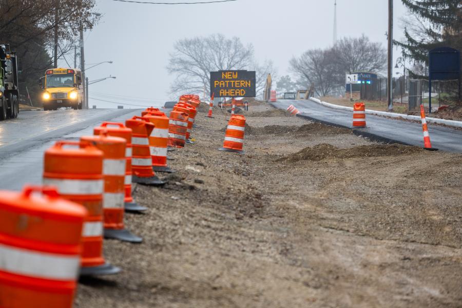 This photo shows road construction along East Main Street at Horning Road.