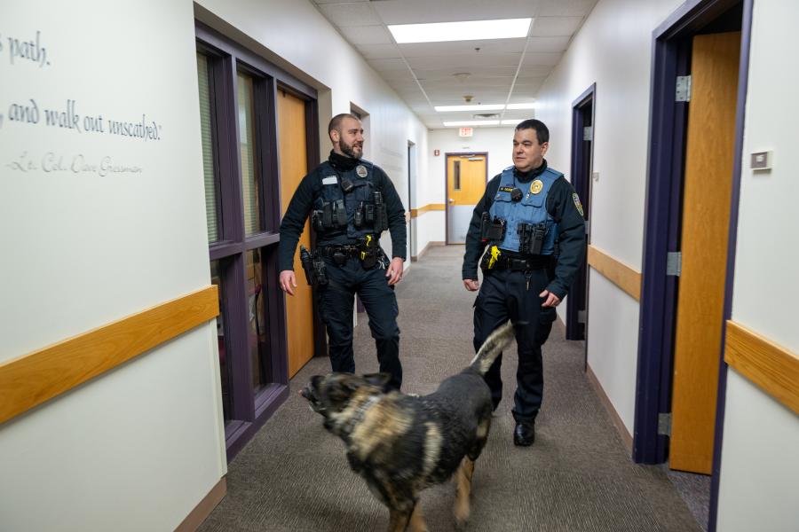 William Kalkhoff (right) with another Stow Police Officer from the K-9 unit