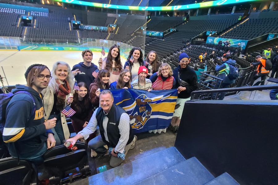 Kent State students attend a hockey game at the 2026 Milano Cortina Paralympics.