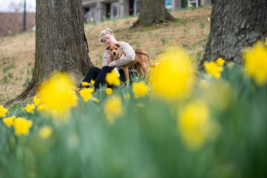 Gracie Ford and Lulu on Daffodil Hill