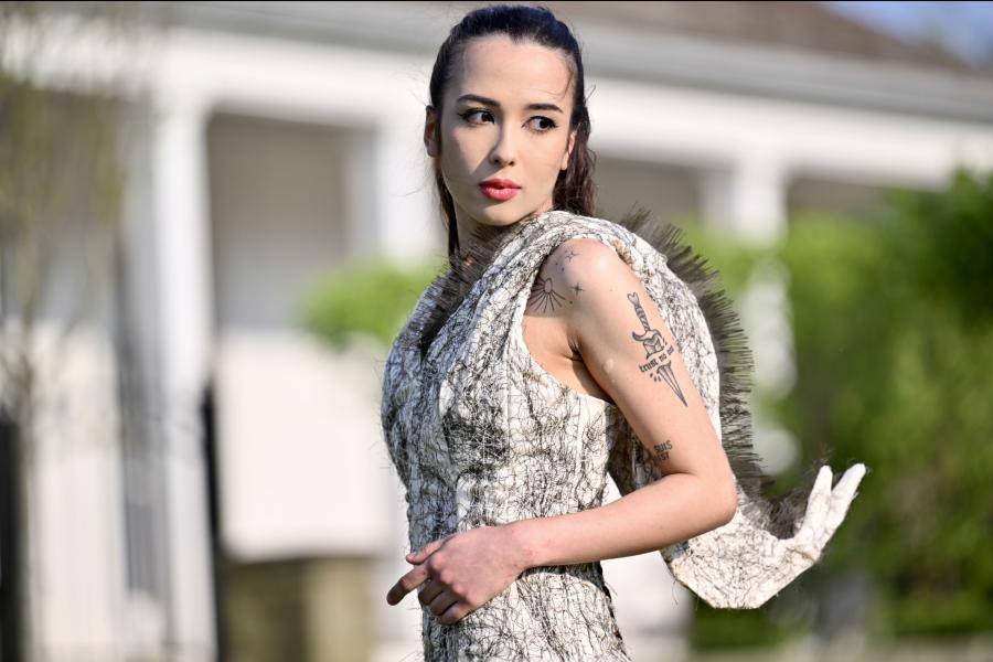 Fashion Student wearing custom garment