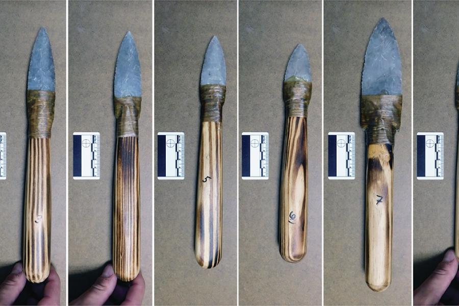 Image 5: Clovis fluted points hafted onto wooden handles by Michael Wilson. (Images credit: Metin I. Eren) Image 5: Clovis fluted points hafted onto wooden handles by Michael Wilson. (Images credit: Metin I. Eren)