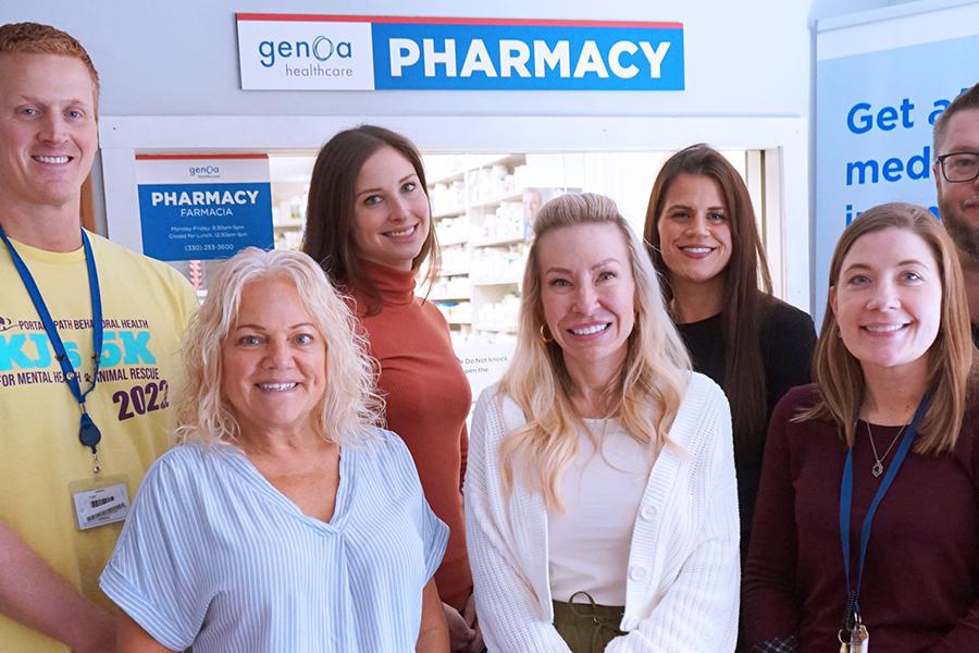 Adam Quisno, Pharmacist, Laura Selle, MSN, PMHNP-BC, Caitlin Breiding, MSN, PMHNP-BC, and James Tudhope, DNP, PMHNP-BC. (Front row, left to right): Susan Linz, Pharmacy Technician, Misty McGarry, MSN, PMHNP-BC and Amanda Geiser, MSN, PMHNP-BC