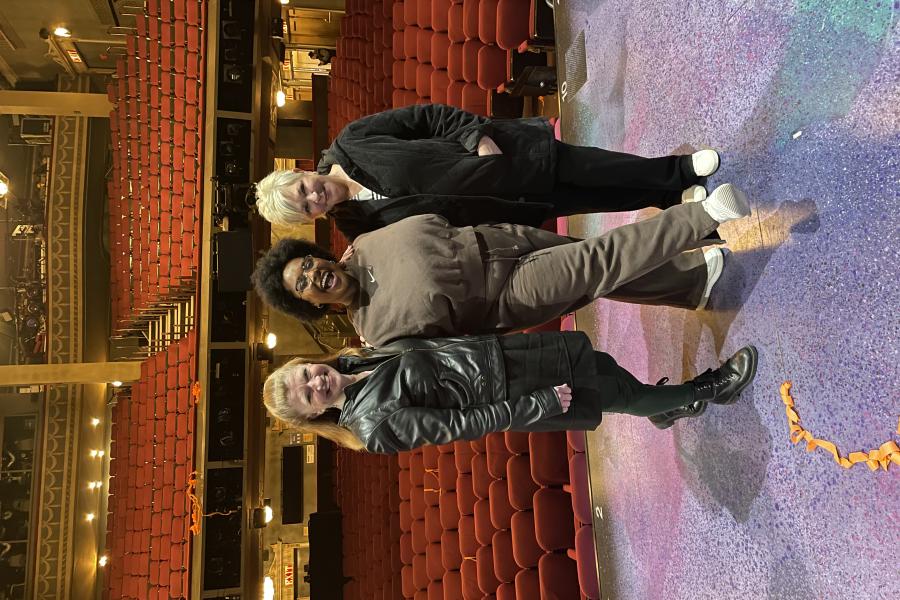 Aveena Sawyer on a Broadway Stage with Terri Kent and Jen Korecki