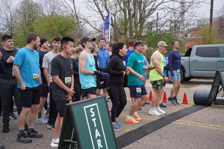Racers lining up to prepare to race