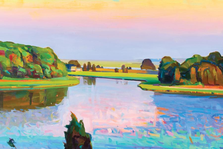 "Salt Pond at Dusk" painting